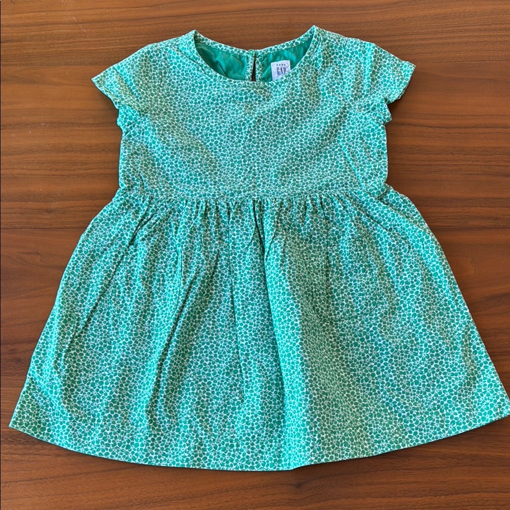 Baby Gap floral Green Dress 3T
